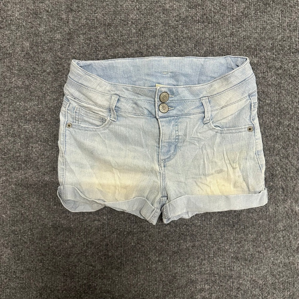 Cherokee Denim Shorts Girls Size L Light Wash Cuffed Casual Double Button